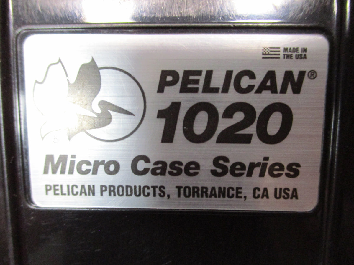 Pair of used black Pelican 1020 Micro Cases, hard storage boxes, USA made