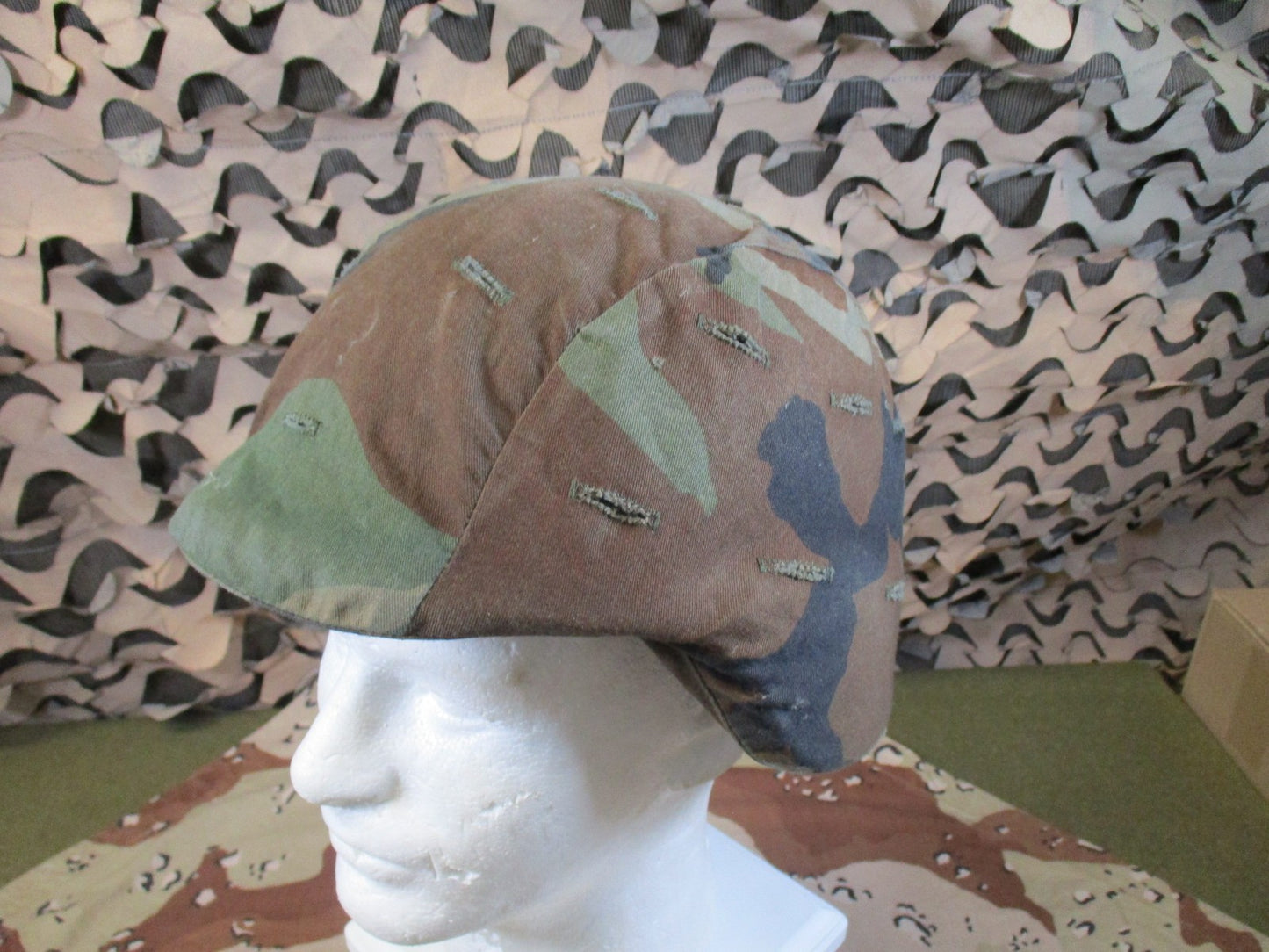US Military PASGT Helmet Woodland Cover & New Headband Size XS Surplus 9157