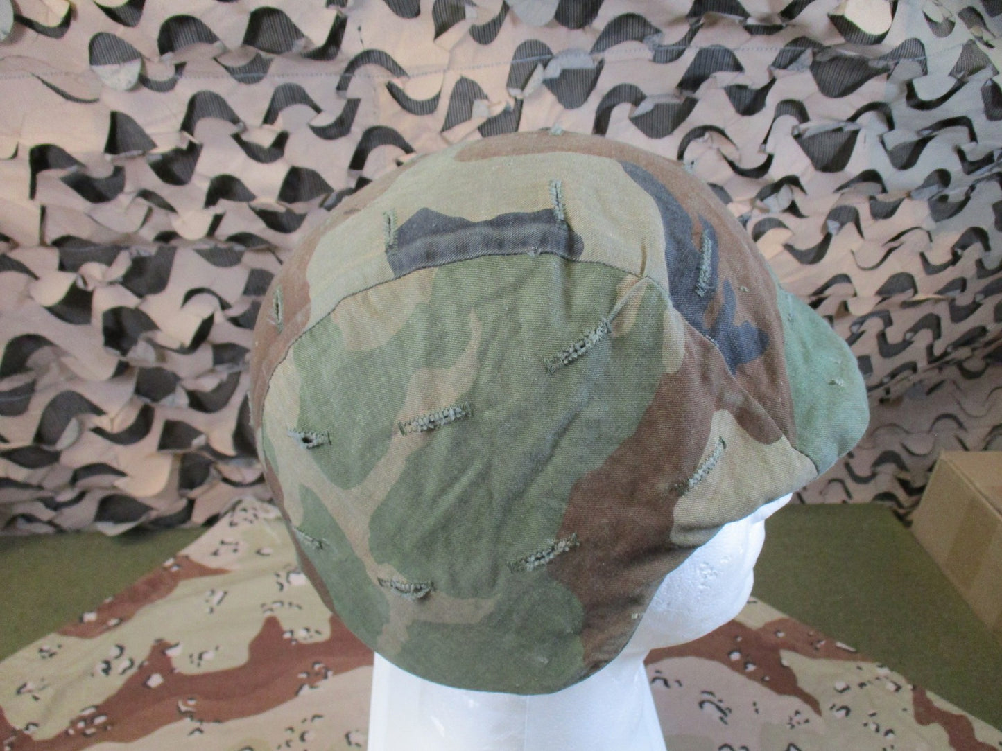 US Military PASGT Helmet Woodland Cover & New Headband Size XS Surplus 9157