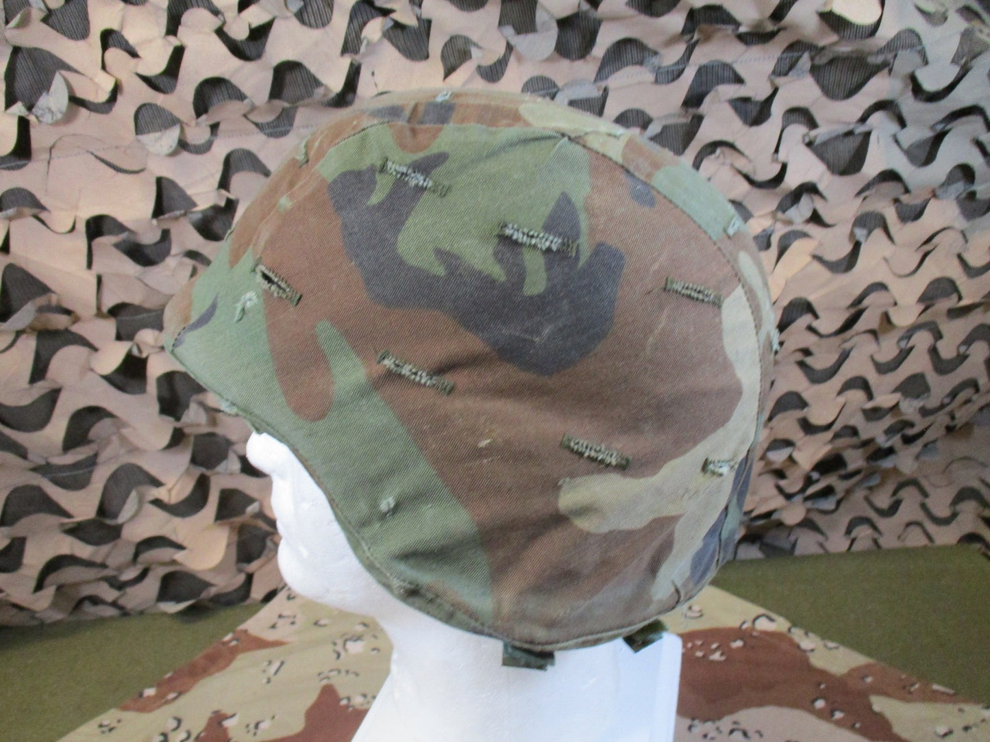 US Military PASGT Helmet Gentex Kpot Woodland Camo Cover Surplus 5974