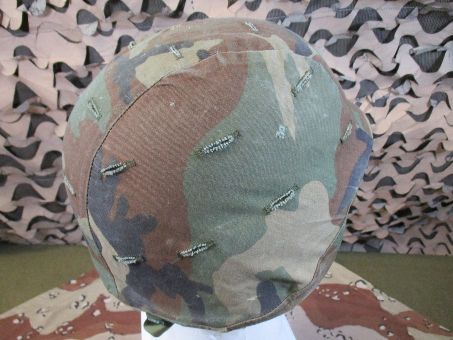 US Military PASGT Helmet Gentex Kpot Woodland Camo Cover Surplus 5974