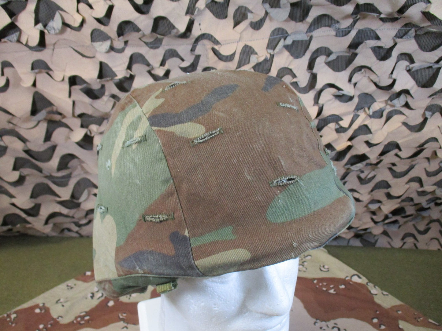 US Military PASGT Helmet Gentex Kpot Woodland Camo Cover Surplus 5974