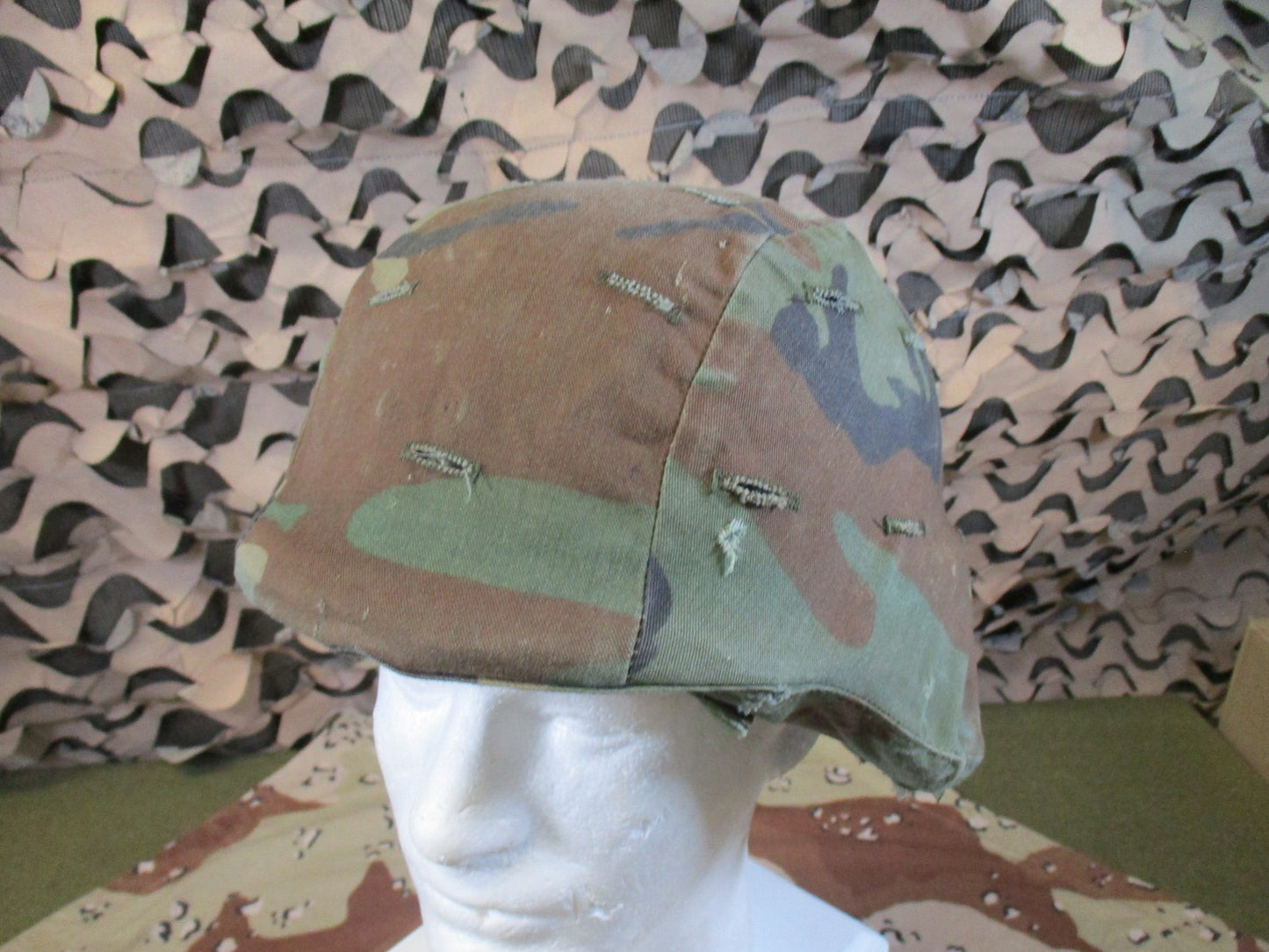 US Military PASGT Helmet Gentex Kpot Woodland Camo Cover Surplus 5974