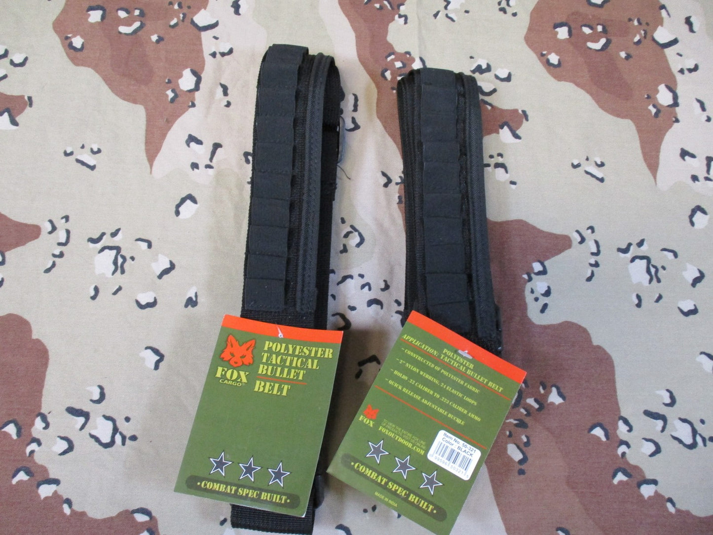 2x Fox Outdoor Tactical Bullet Belt  Ammo Holder Black New bandolier