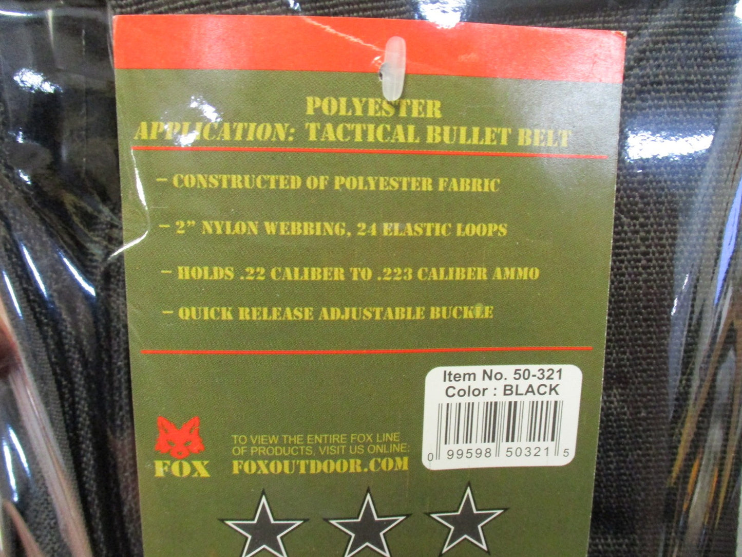 2x Fox Outdoor Tactical Bullet Belt  Ammo Holder Black New bandolier
