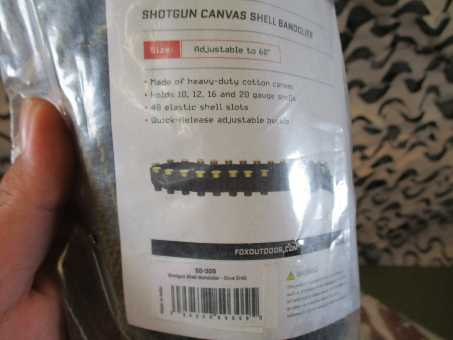 New Fox Outdoor Shotgun Shell Bandolier 48 Slots Olive Drab Adjustable 60" 50-30