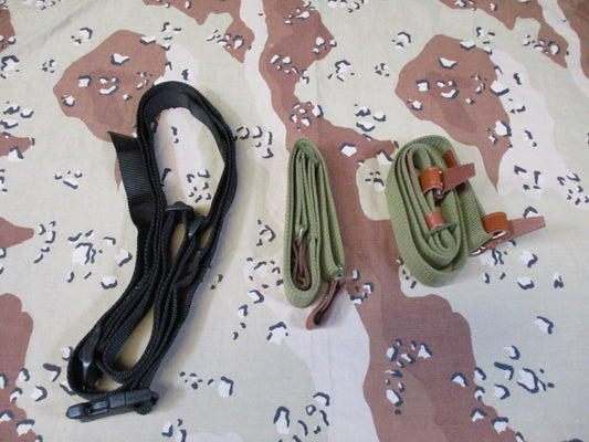 Lot of 3 Military Surplus Tactical Straps & Belts - Olive Drab & Black Webbing