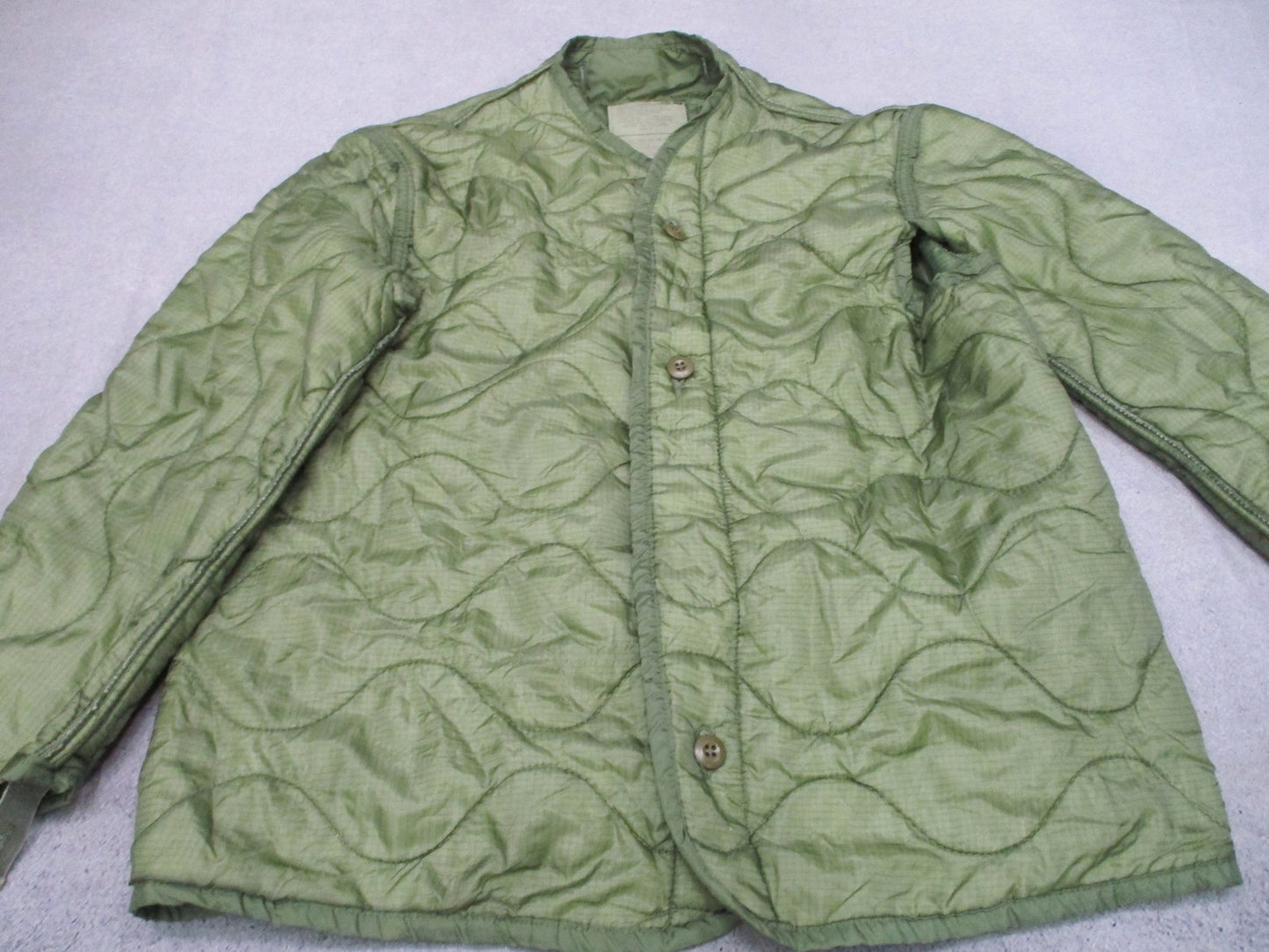 US Military M-65 Field Coat Liner Olive Drab Quilted Jacket Insert Medium Green