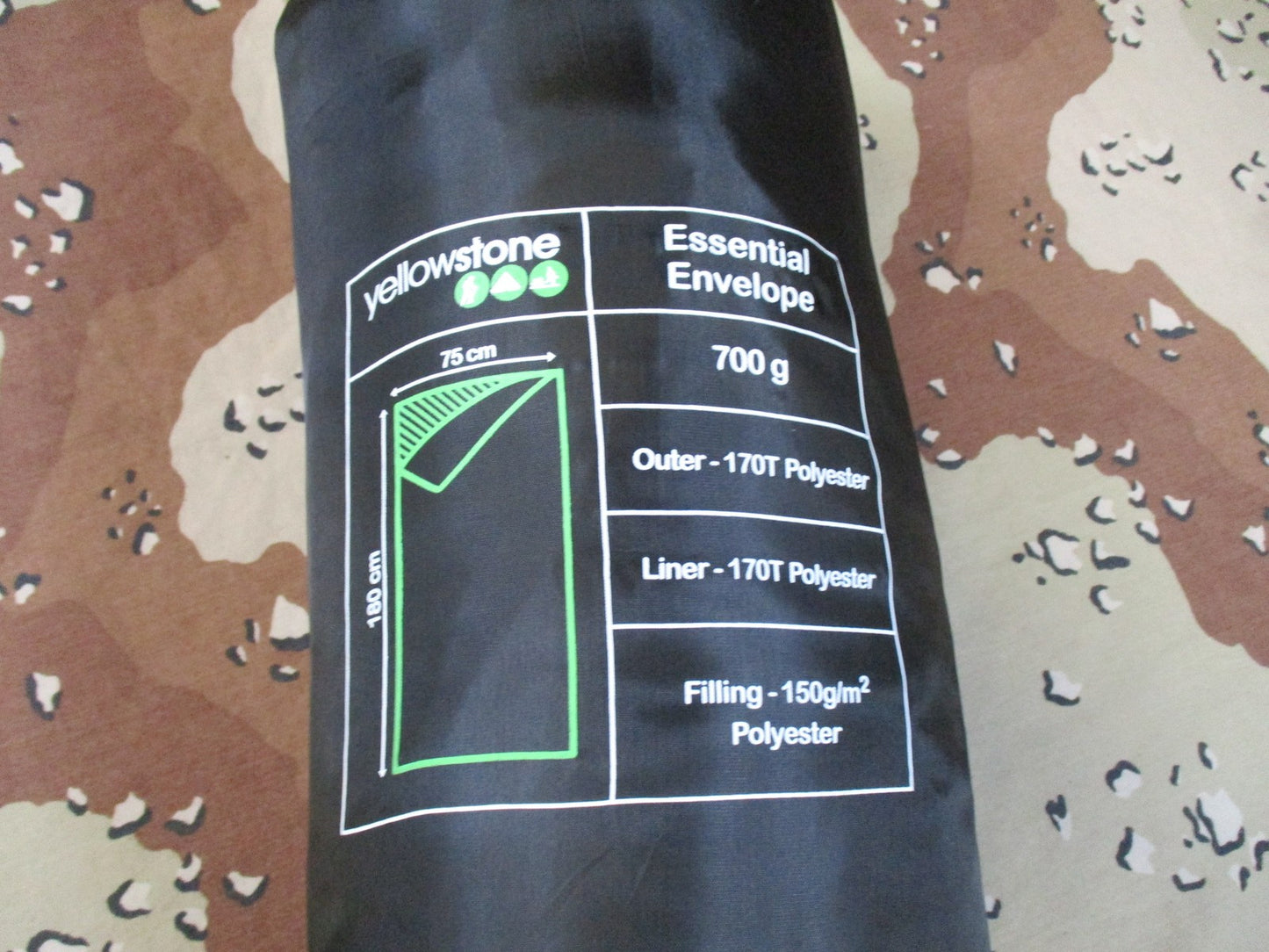 Yellowstone Essential Envelope Sleeping Bag SB005 Lightweight Camping Hiking New
