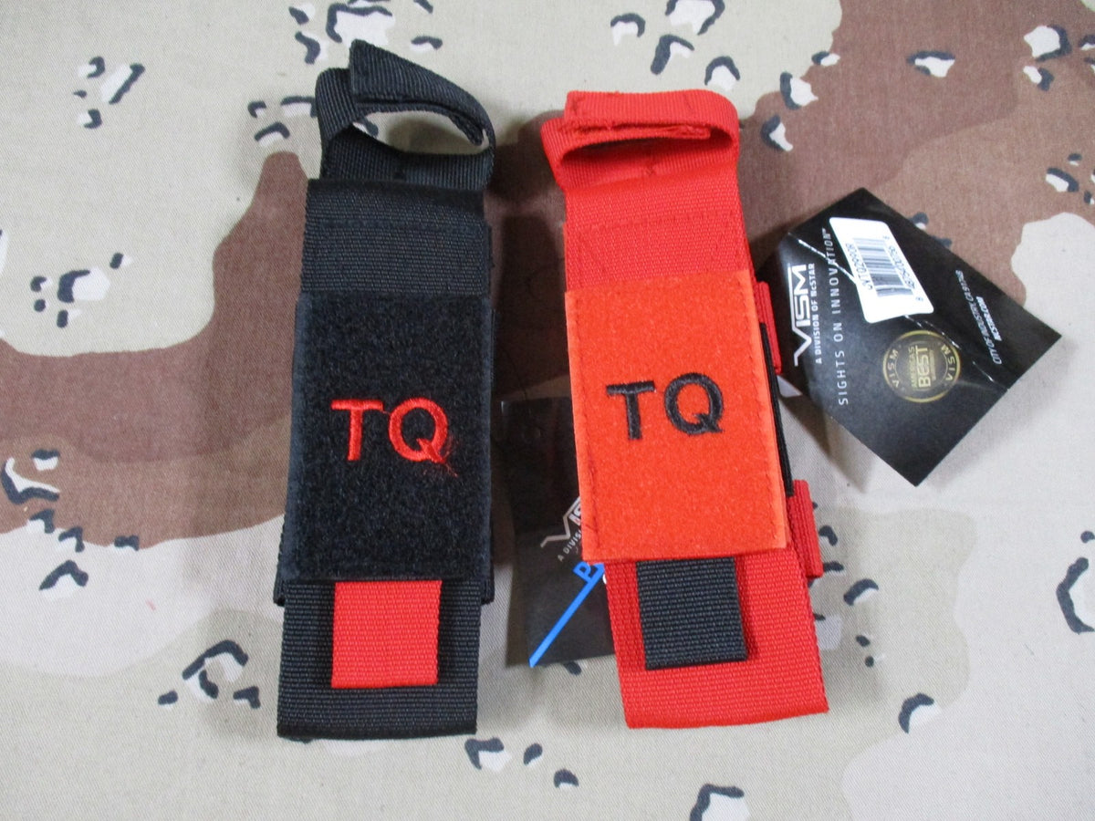2x VISM Tourniquet Pouch Set Black & Red MOLLE Medical TQ Holder New