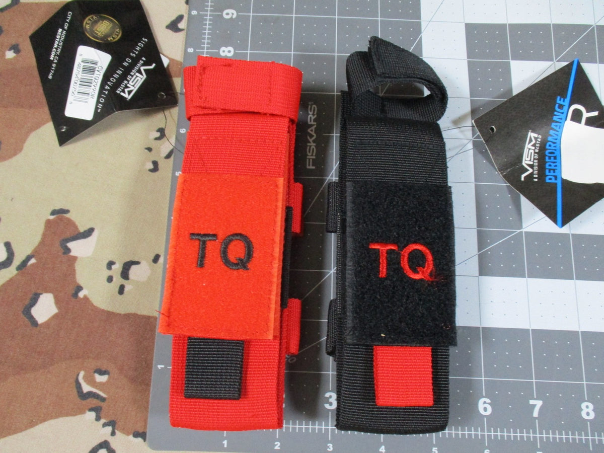 2x VISM Tourniquet Pouch Set Black & Red MOLLE Medical TQ Holder New
