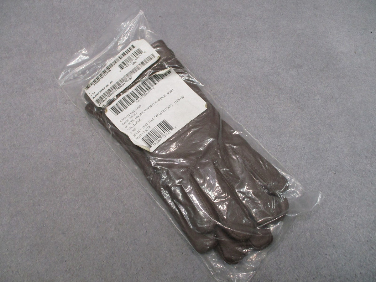 New US Army AGSU Leather Dress Gloves Walnut Heritage Sheepskin Unisex Large