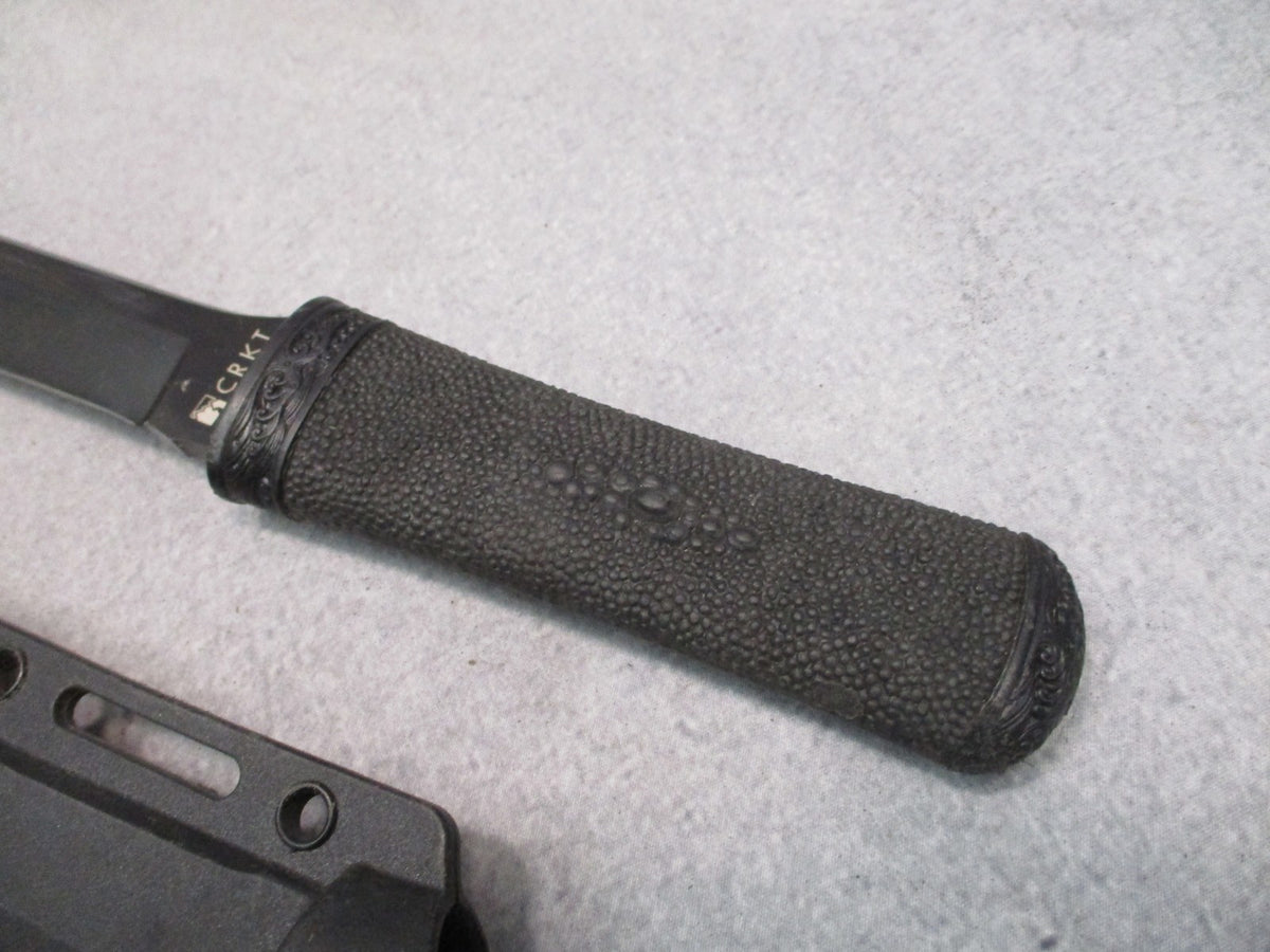 CRKT Hissatsu Fixed Blade Knife 2907K Black Tactical Knife with Sheath