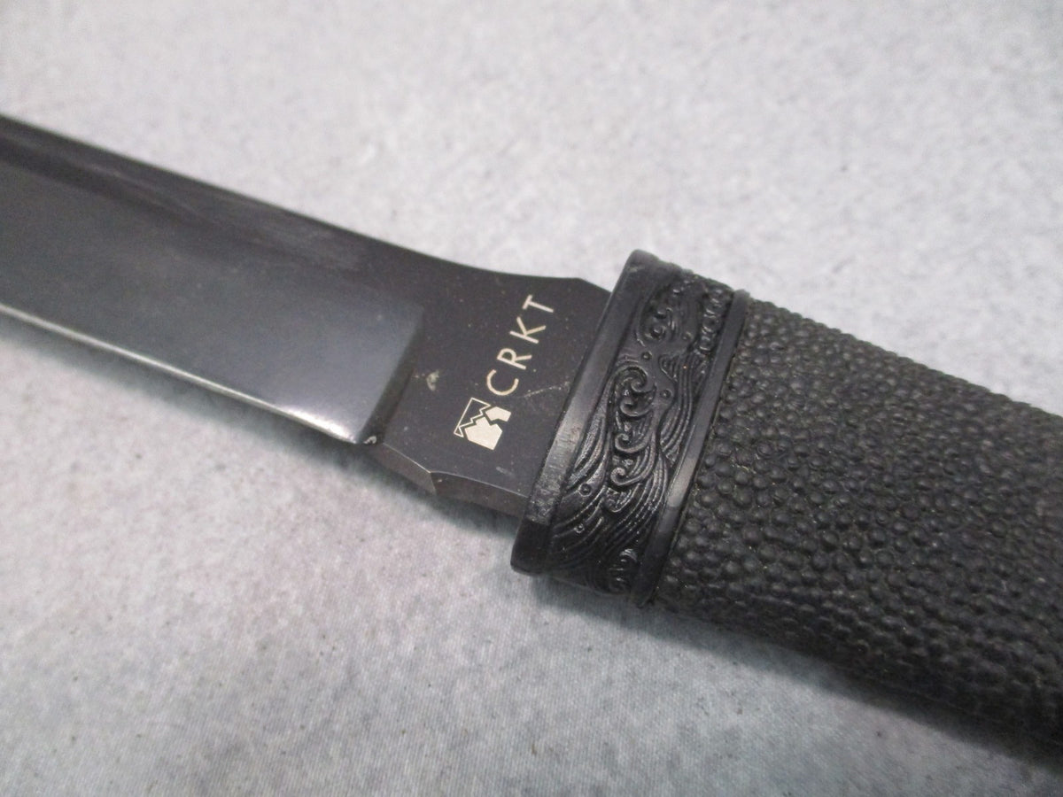 CRKT Hissatsu Fixed Blade Knife 2907K Black Tactical Knife with Sheath