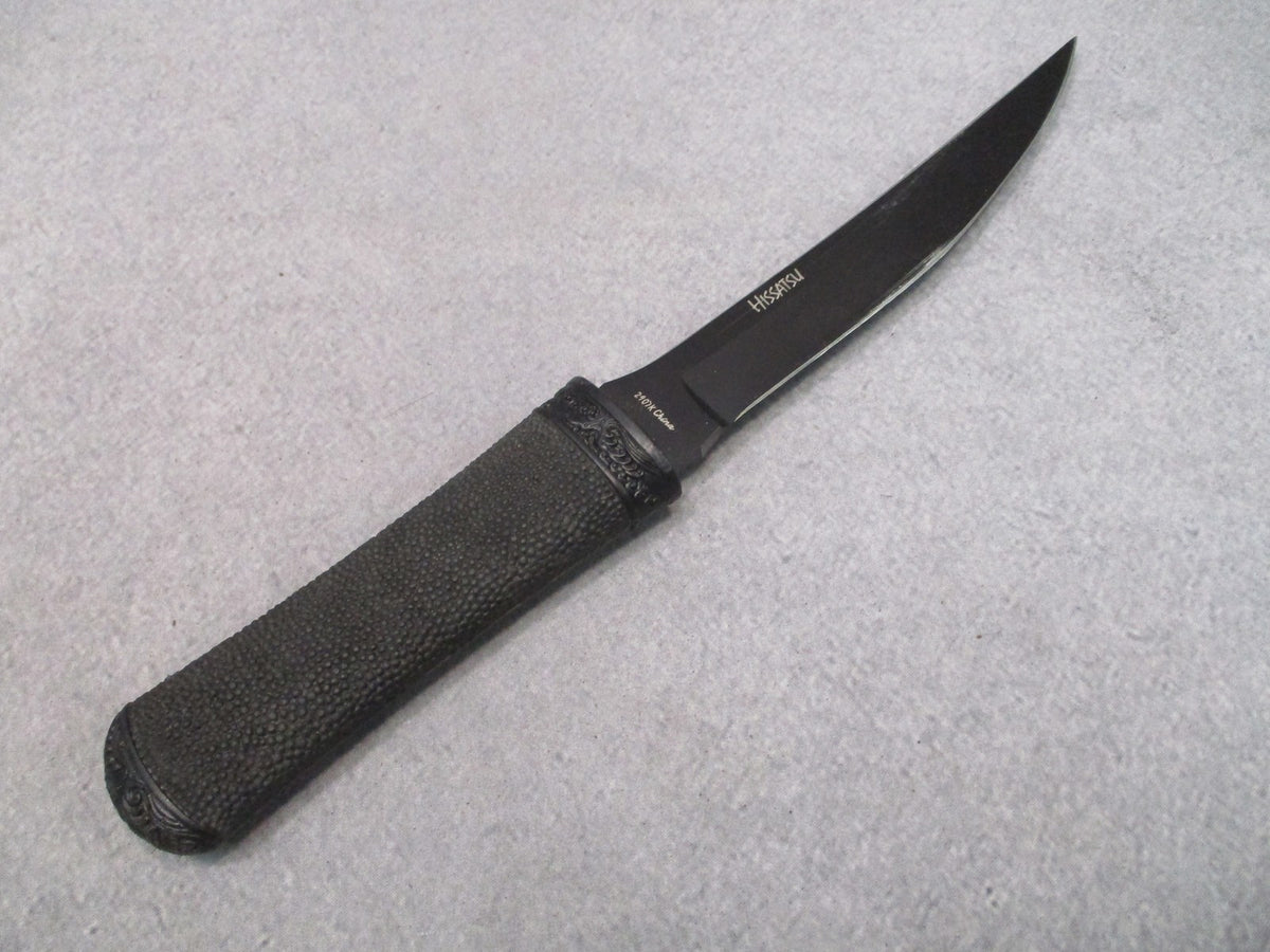 CRKT Hissatsu Fixed Blade Knife 2907K Black Tactical Knife with Sheath