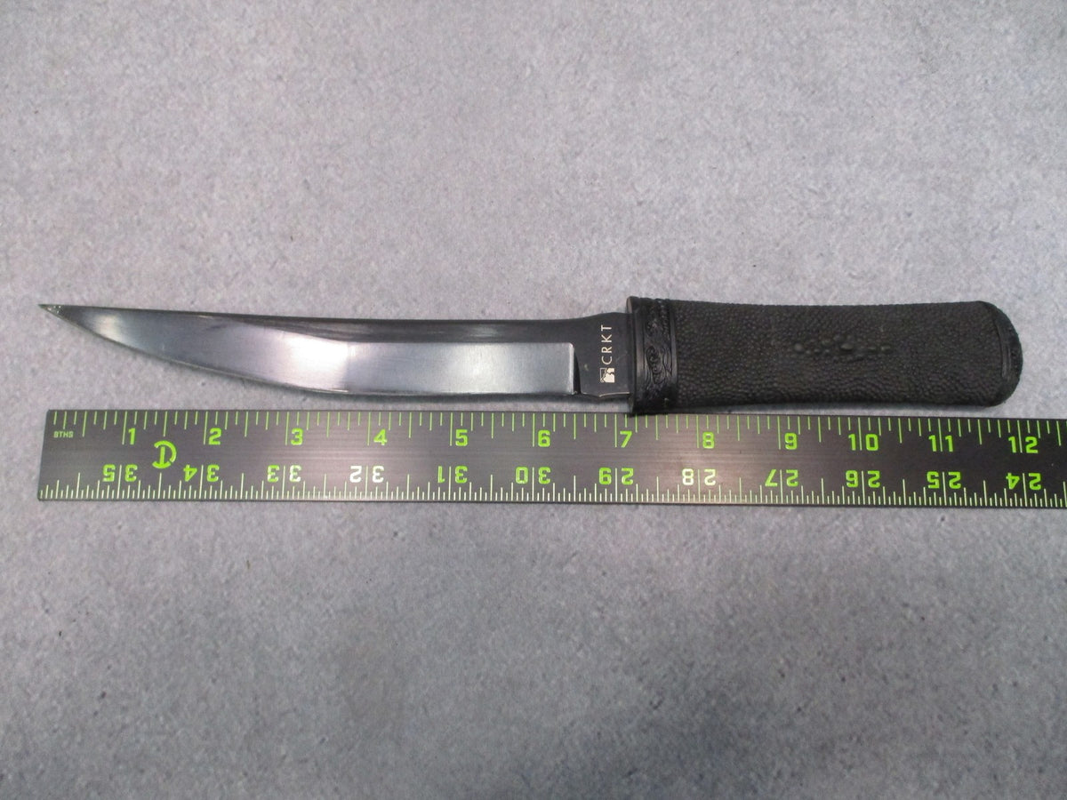 CRKT Hissatsu Fixed Blade Knife 2907K Black Tactical Knife with Sheath