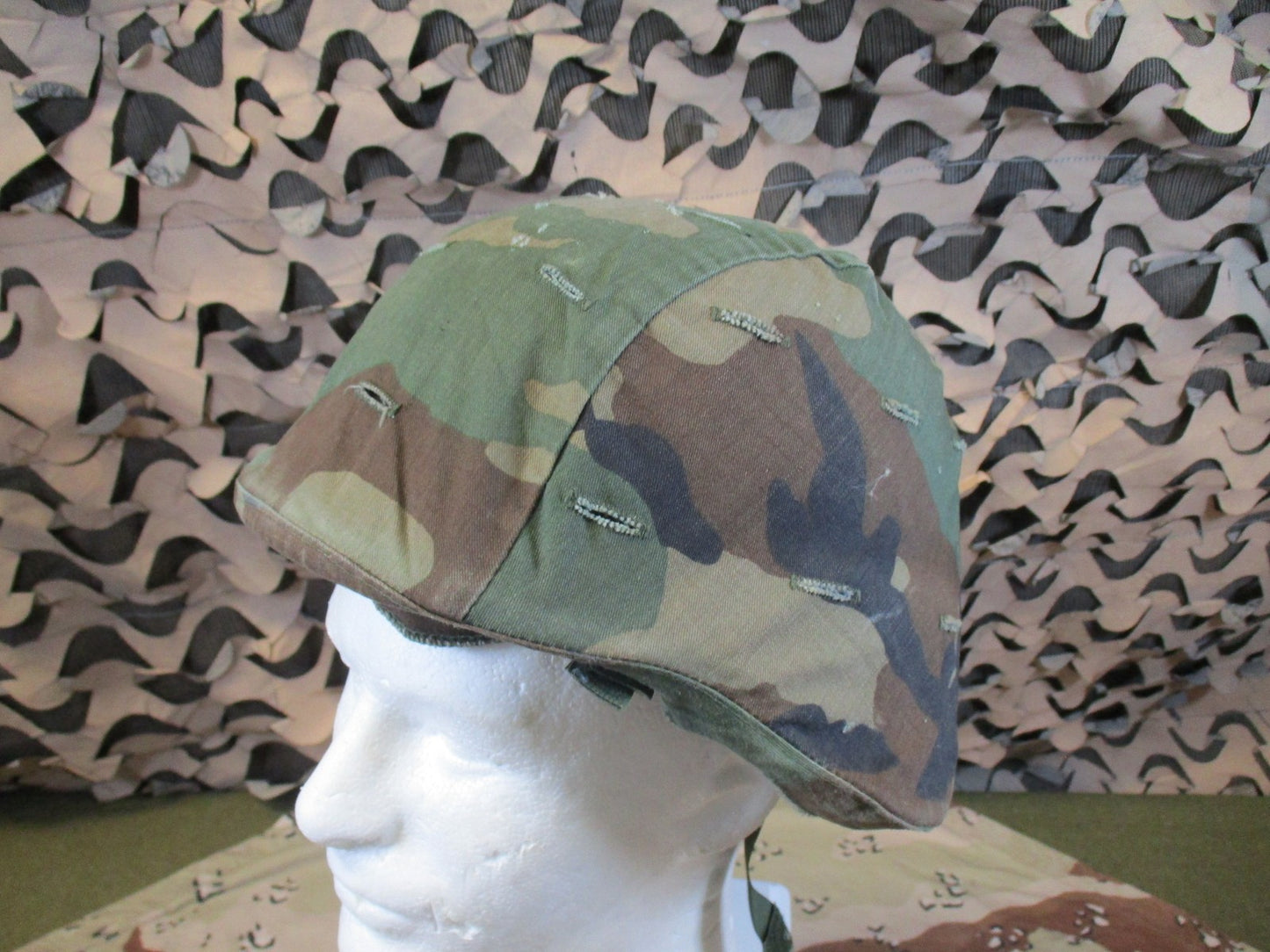 US Military PASGT Helmet Medium Woodland Camo Cover kpot Dated 1988 Surplus