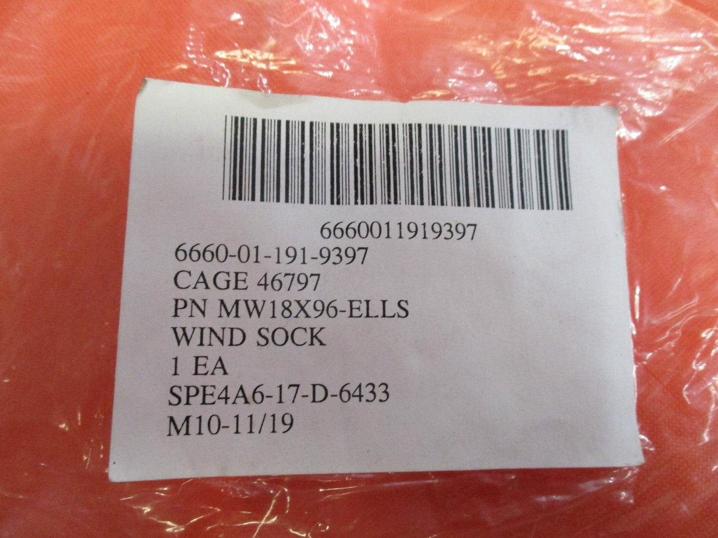 Military Surplus Windsock NSN 6660-01-191-9397 High-Visibility Orange New