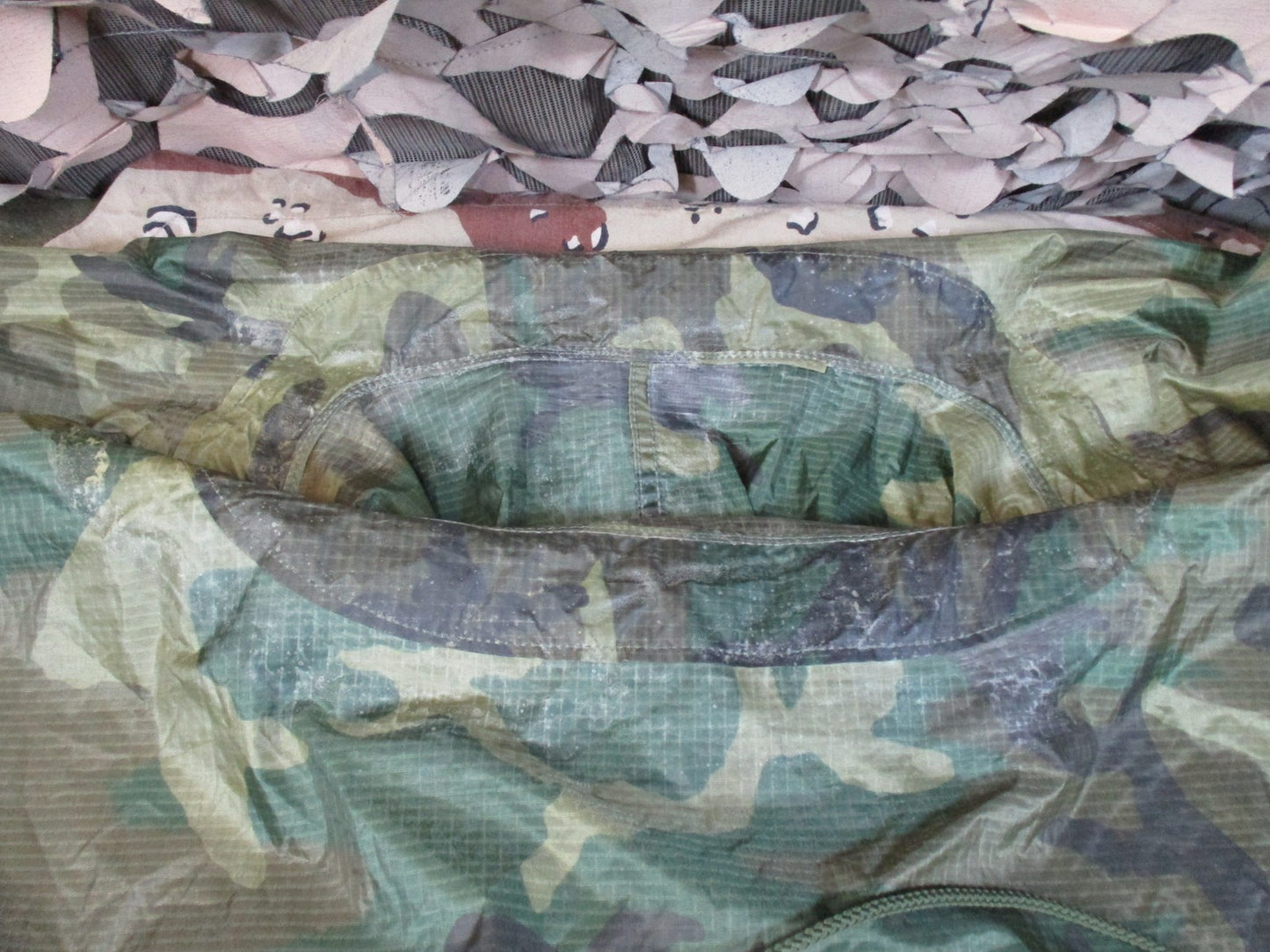 US Military Issue Woodland Camouflage Wet Weather Poncho - Used Condition