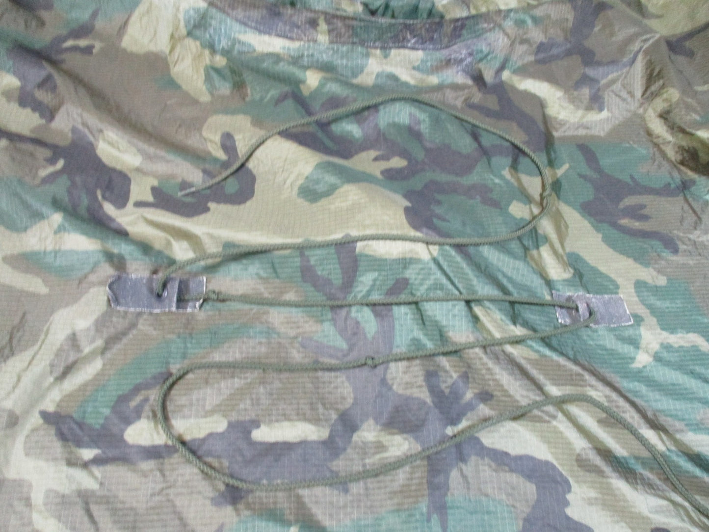US Military Issue Woodland Camouflage Wet Weather Poncho - Used Condition