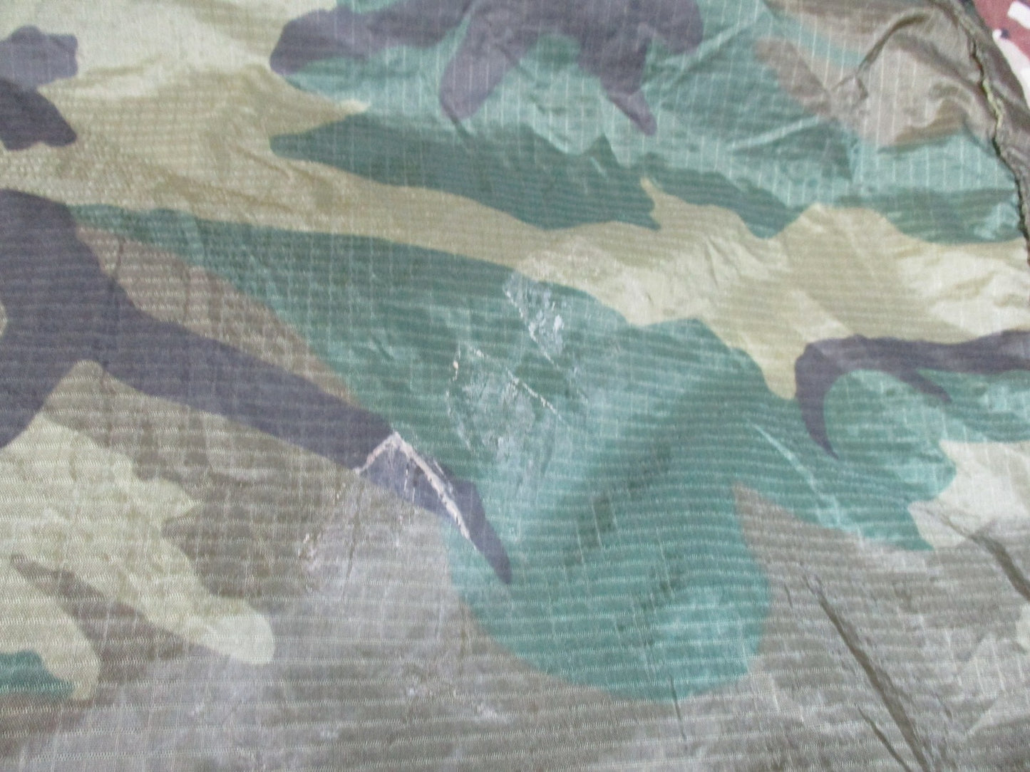 US Military Issue Woodland Camouflage Wet Weather Poncho - Used Condition