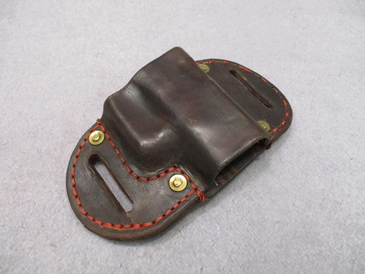 Leather Belt Slide Holster Brown Right Hand Glock 19 Thick Cowhide Red Stitch