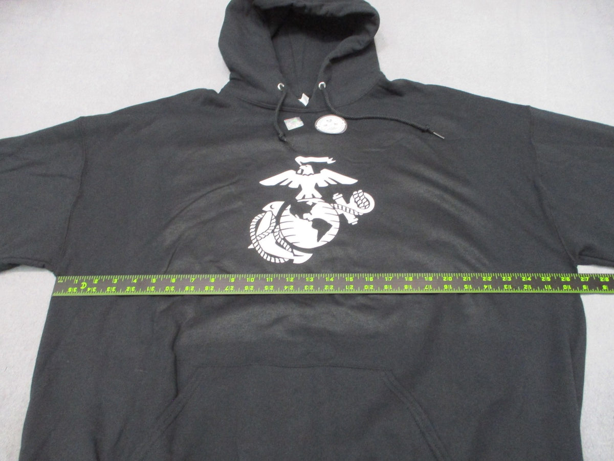 New Rapid Dominance USMC Eagle Globe Anchor Black Hoodie Sweatshirt Size 2XL