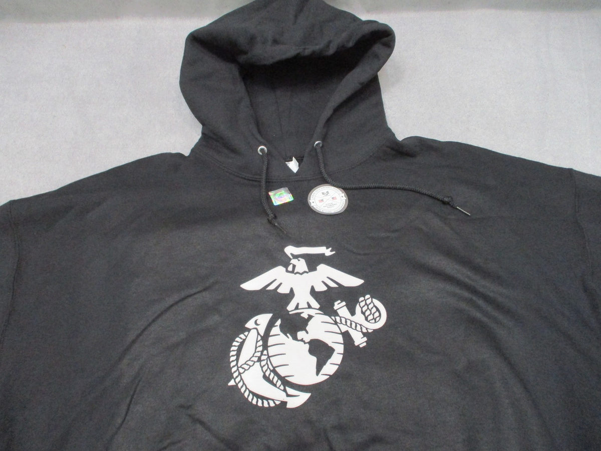 New Rapid Dominance USMC Eagle Globe Anchor Black Hoodie Sweatshirt Size 2XL