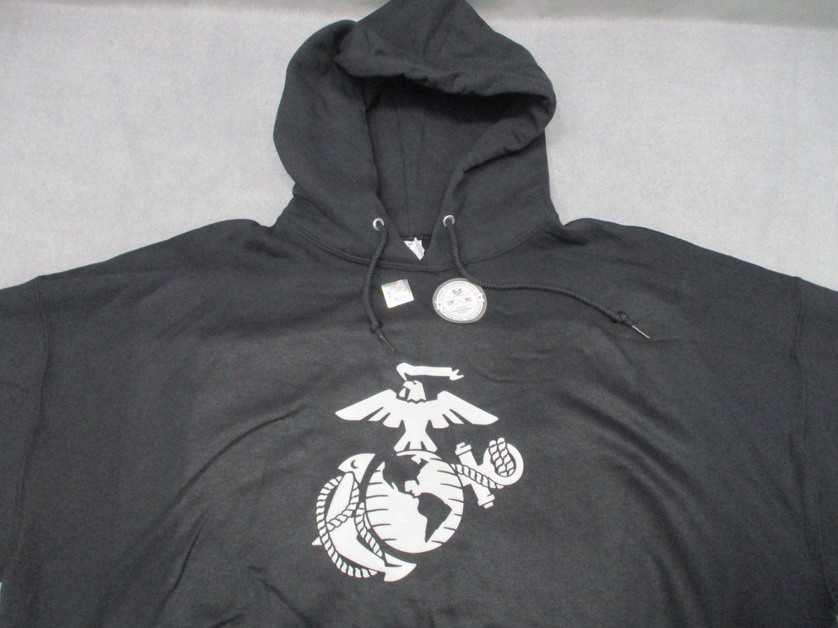 New Rapid Dominance USMC Eagle Globe Anchor Black Hoodie Sweatshirt Size 2XL