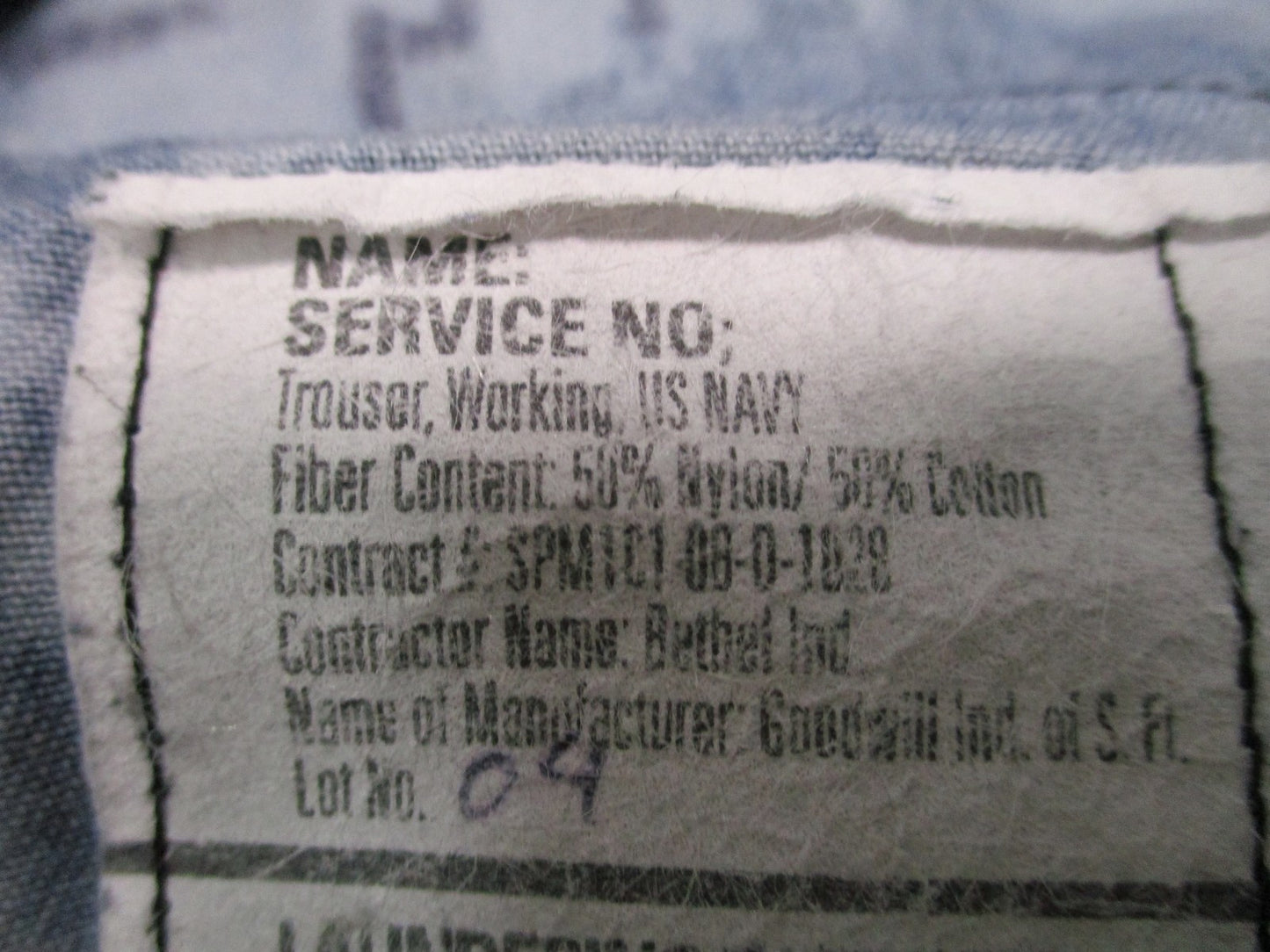 USN blue/gray digital camouflage Size Medium Short NSN 8405-01-540-1446 Trouser