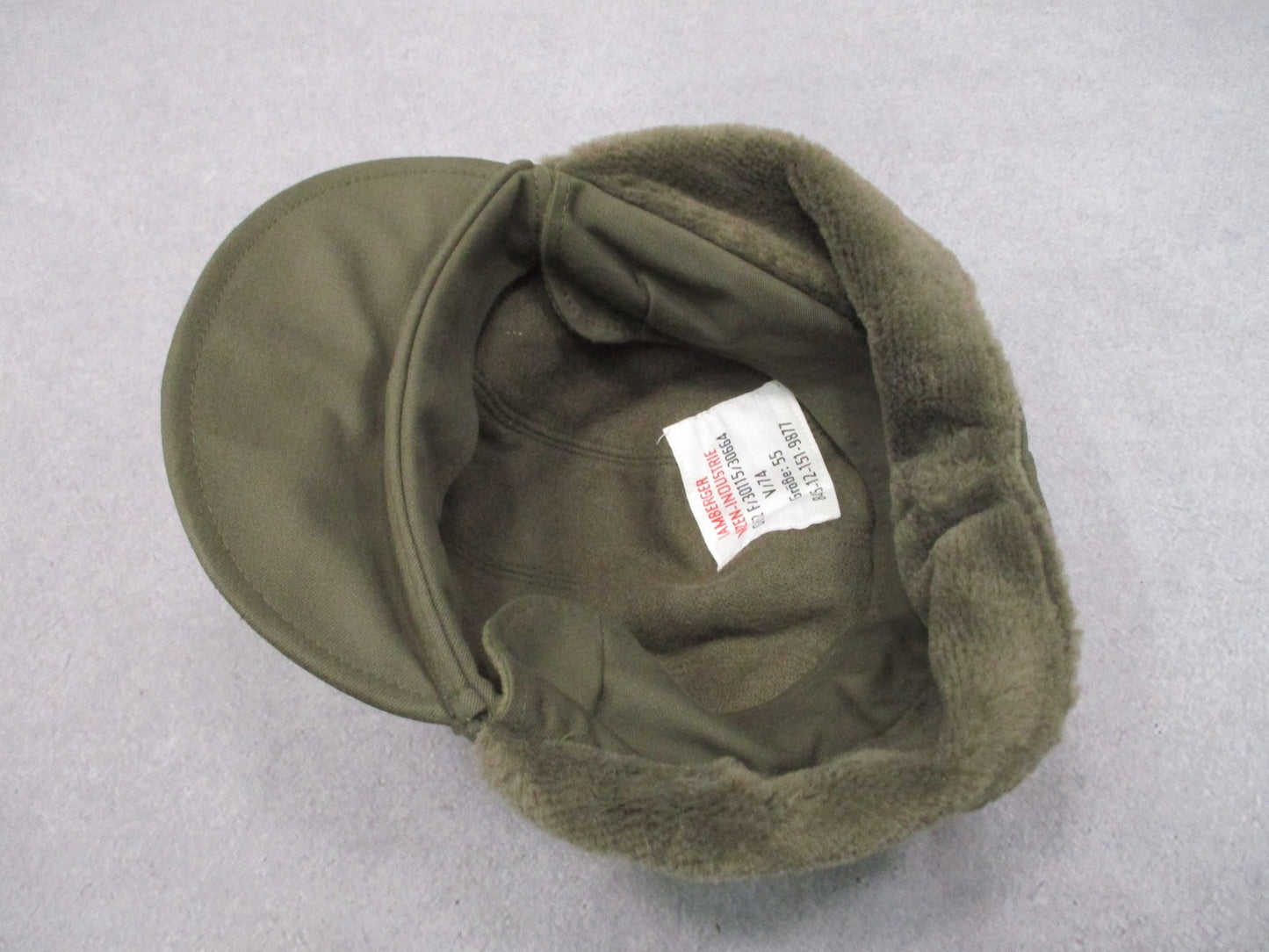 Bundeswehr German Army Winter Cap Olive Green Size 55 US 6 7/8 Military Surplus