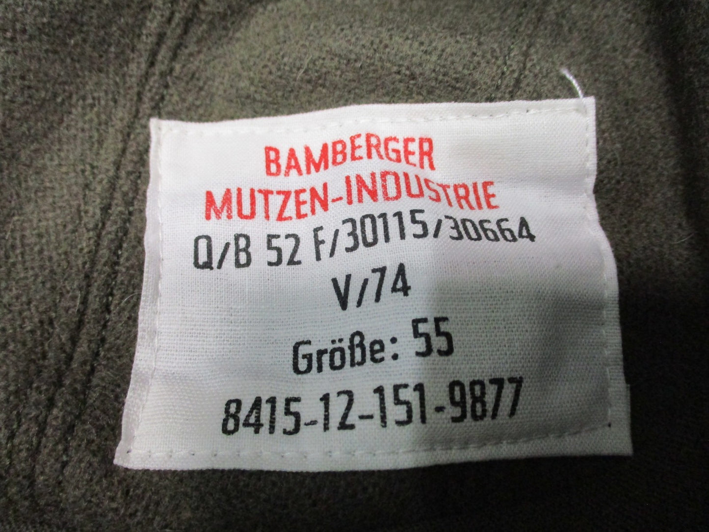 Bundeswehr German Army Winter Cap Olive Green Size 55 US 6 7/8 Military Surplus