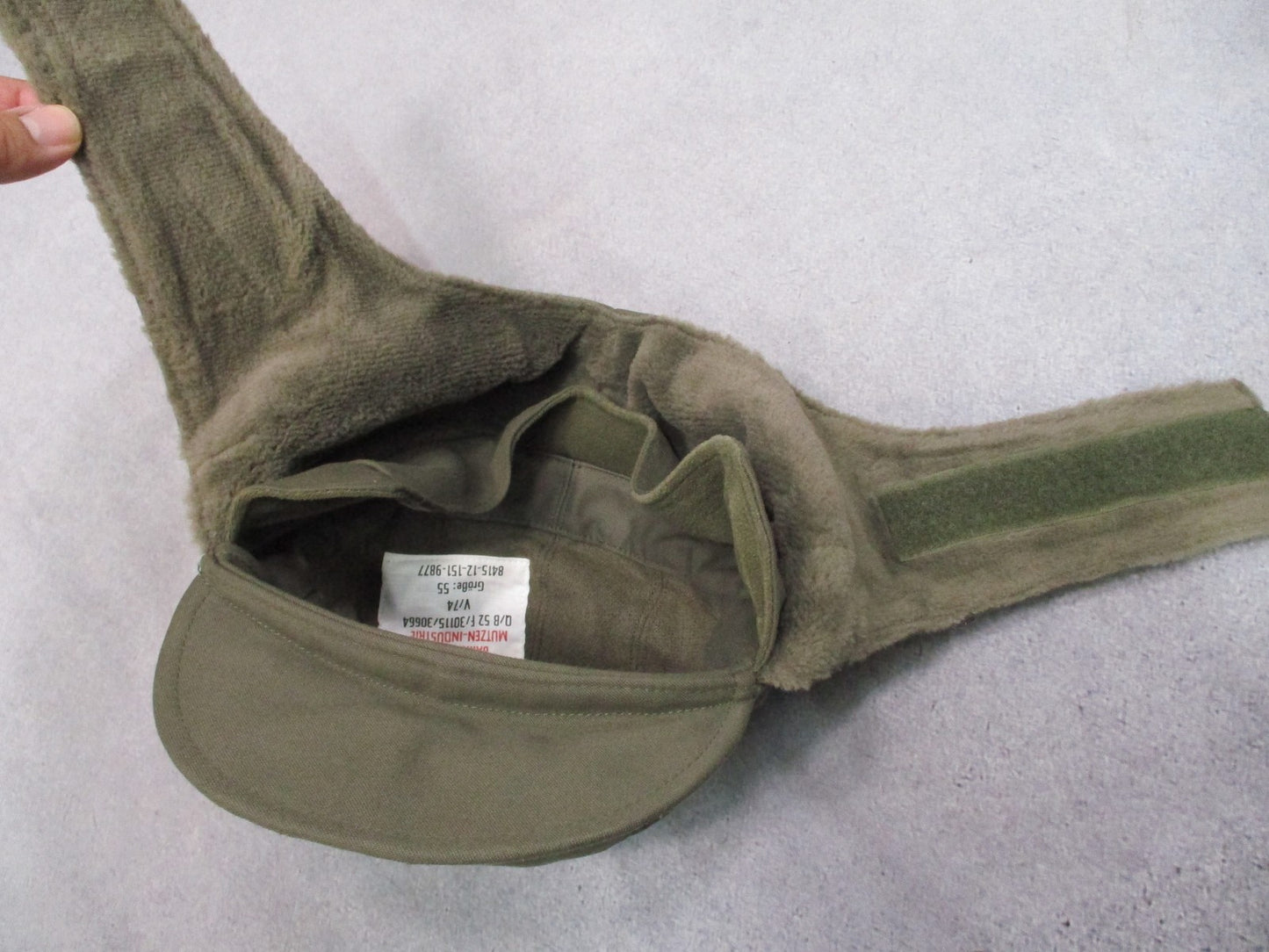 Bundeswehr German Army Winter Cap Olive Green Size 55 US 6 7/8 Military Surplus
