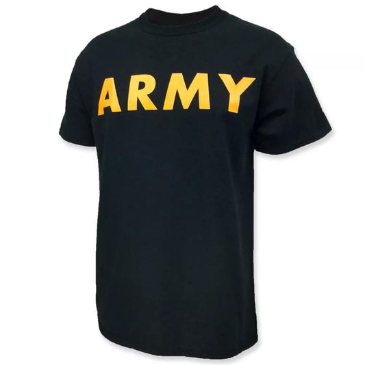 XX-LARGE US ARMY ISSUE SHORT SLEEVE PT SHIRT ATHLETES T-SHIRT BLACK/GOLD UNIFORM