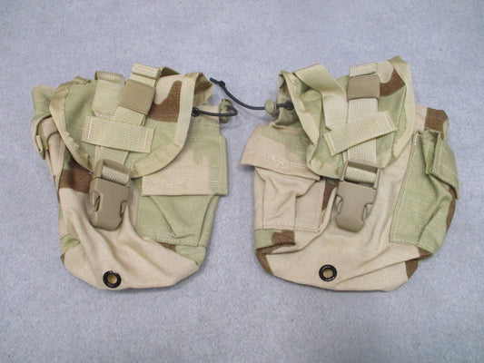 2x US Military MOLLE II 1 QT Canteen General Purpose Pouch Desert Camo Surplus