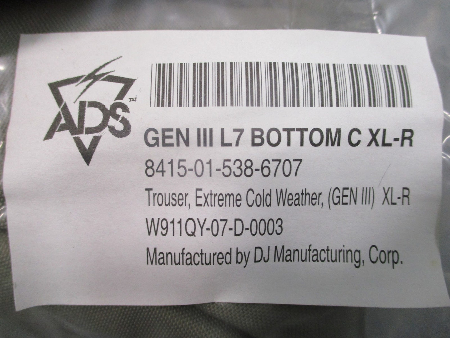 New US Army ECWCS Gen III Level 7 Trousers Primaloft Cold Weather Pants XL-Regul