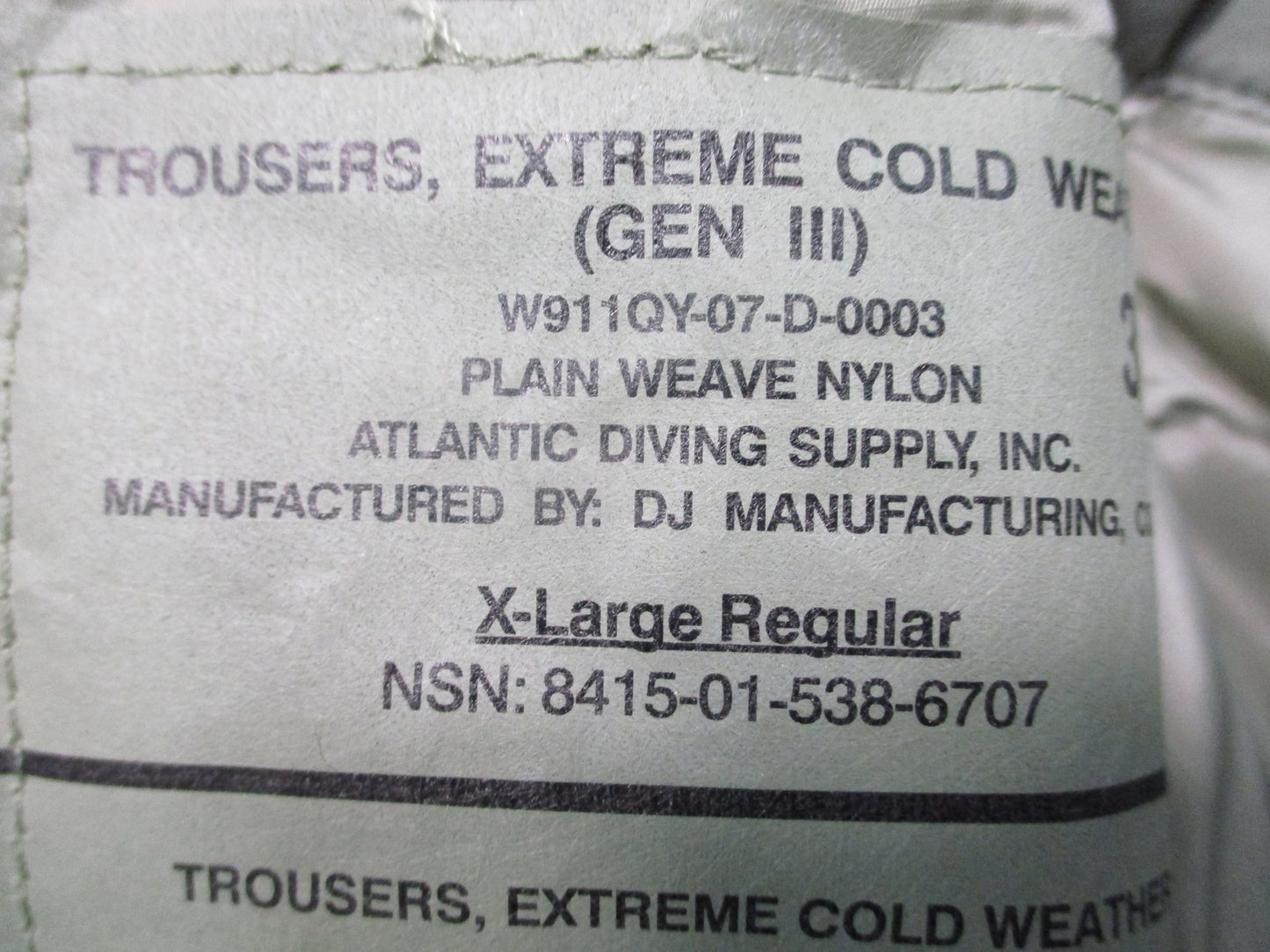 New US Army ECWCS Gen III Level 7 Trousers Primaloft Cold Weather Pants XL-Regul