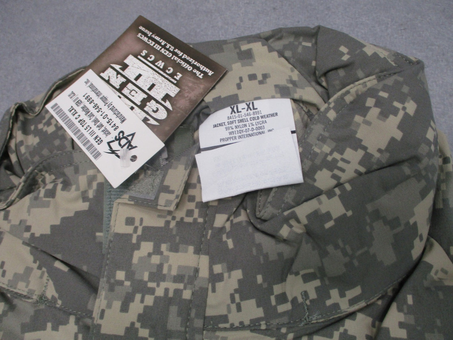 New US Army ECWCS Gen III Level 5 Soft Shell Jacket UCP Digital Camo XL-XL