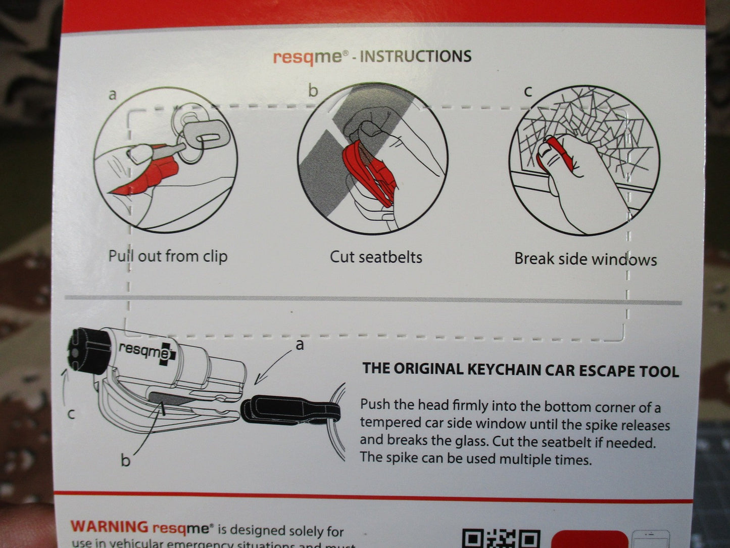 Emergency Safety Kit Resqme Car Tool SABRE Safety Horn Pepper Spray Bundle 3560