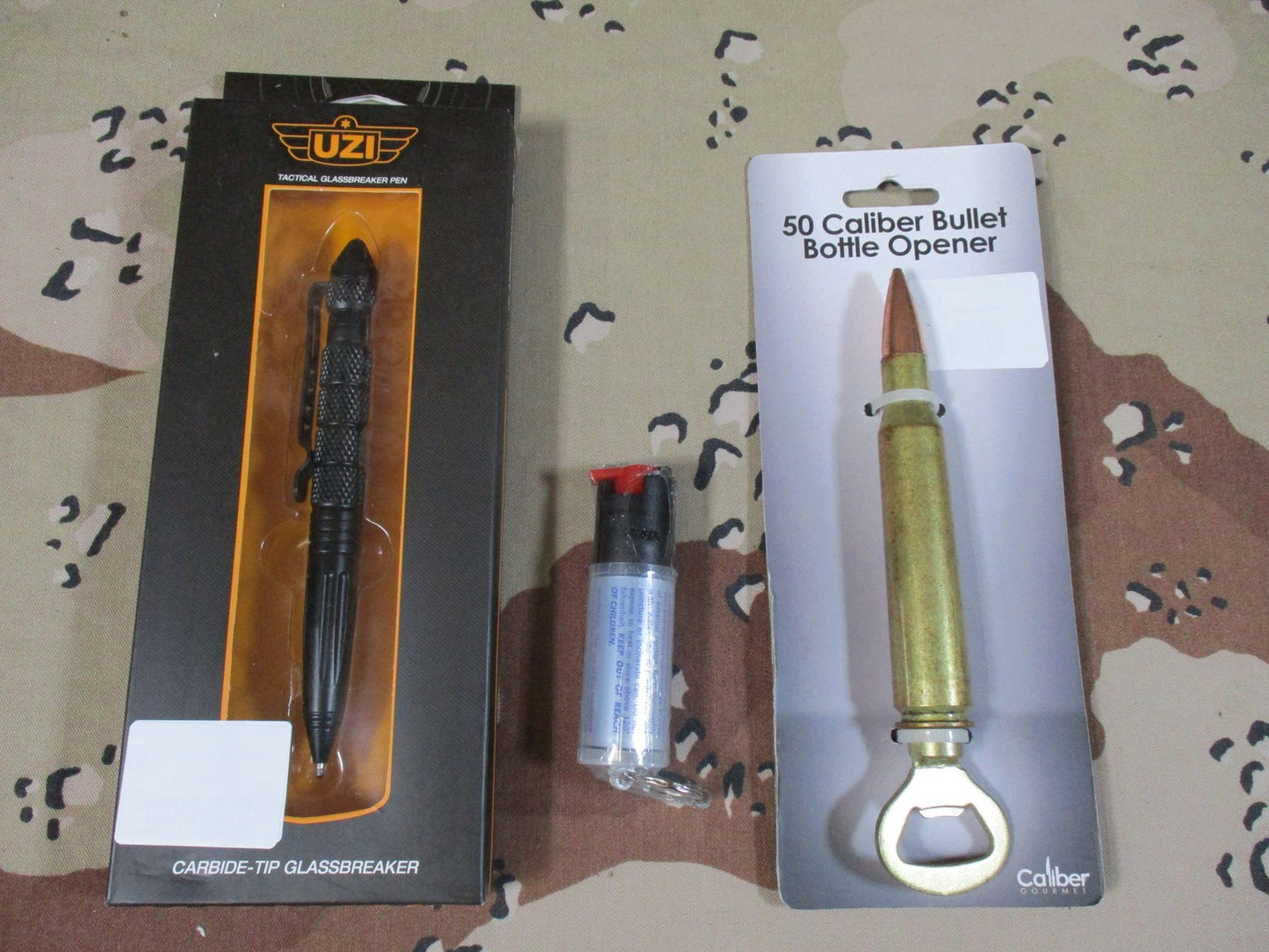 Every Day Carry Set UZI Pen, 50 Cal Bottle Opener & Smith & Wesson Pepper Spray