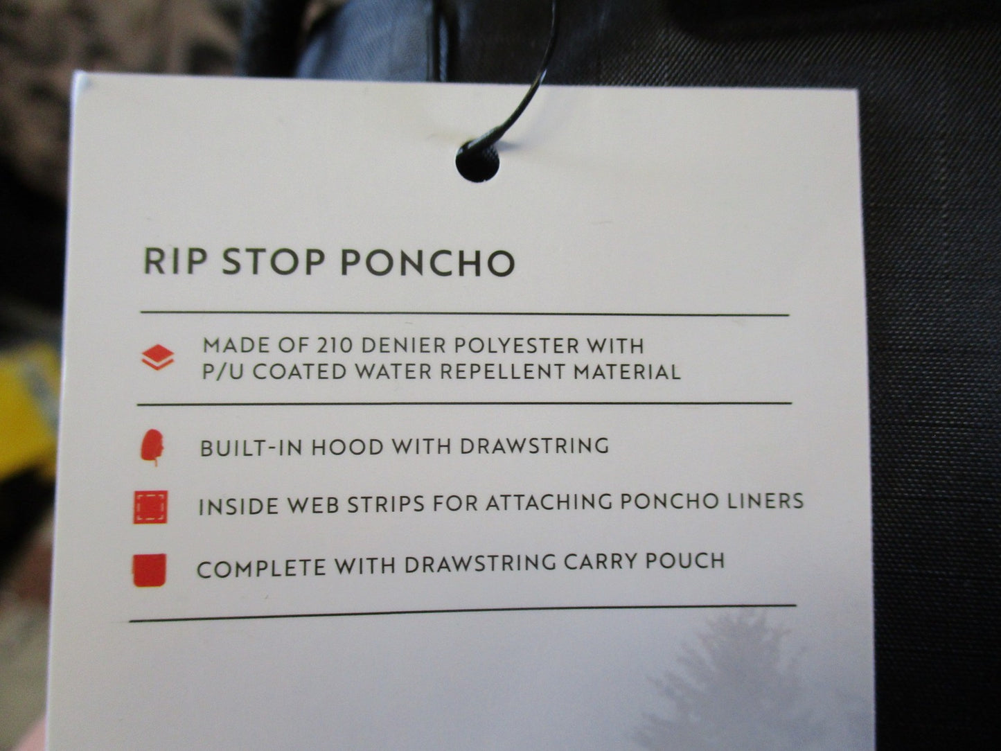 Fox Outdoor Rip Stop Poncho Black Water Repellent Hooded Rain Gear New