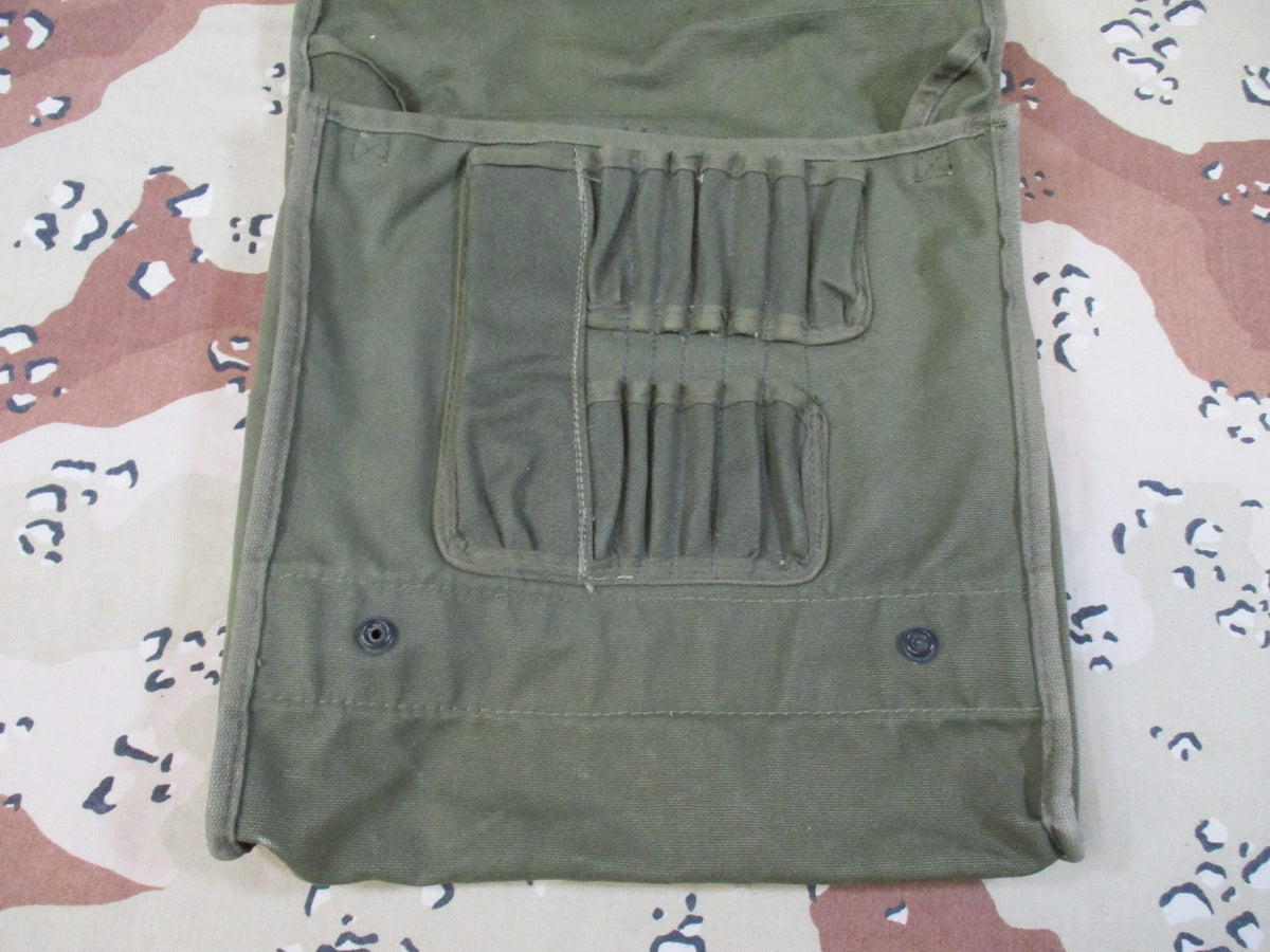 Vintage US Military M-1950 Map Case OD Green Canvas Field Bag USGI Surplus