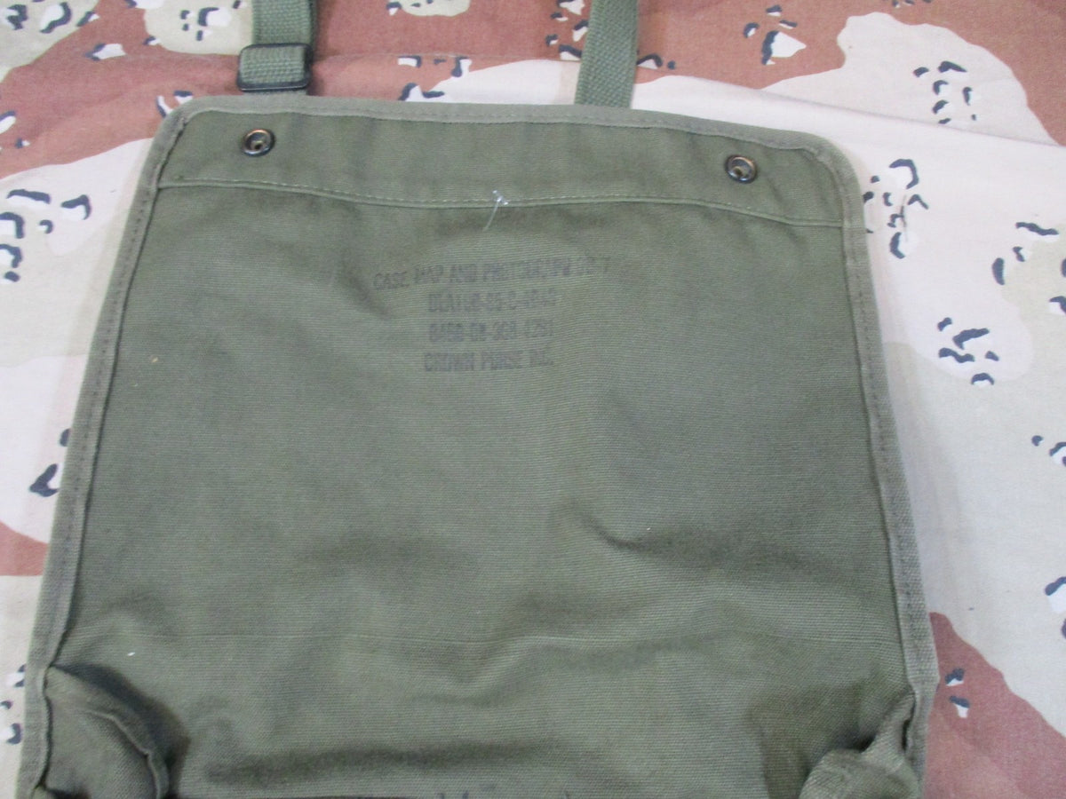 Vintage US Military M-1950 Map Case OD Green Canvas Field Bag USGI Surplus