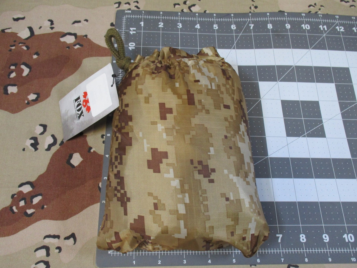 Fox Outdoor Rip Stop Poncho Digital Desert Camo Water Repellent Shelter Bivy