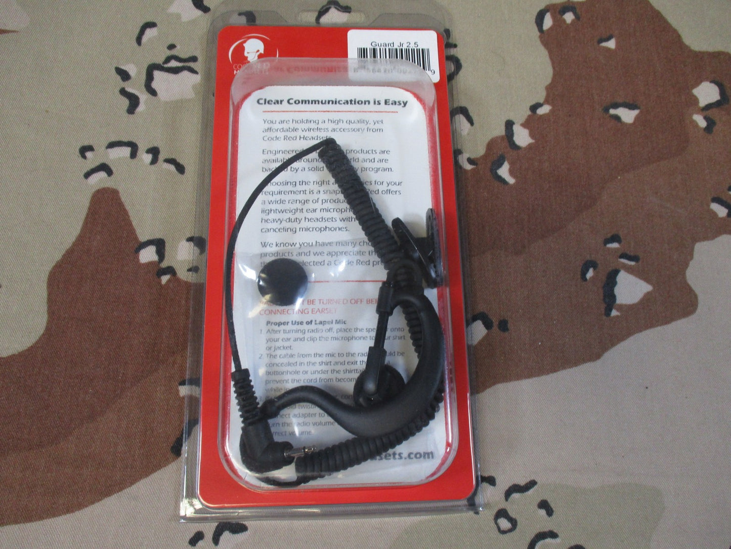 Code Red Headsets Guard Jr 2.5 – Acoustic Tube Earpiece – New in Packaging
