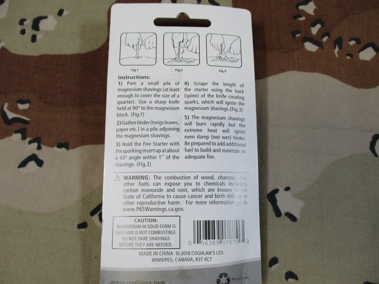 Coghlan's Magnesium Fire Starter No. 7870 Survival Camping Gear New