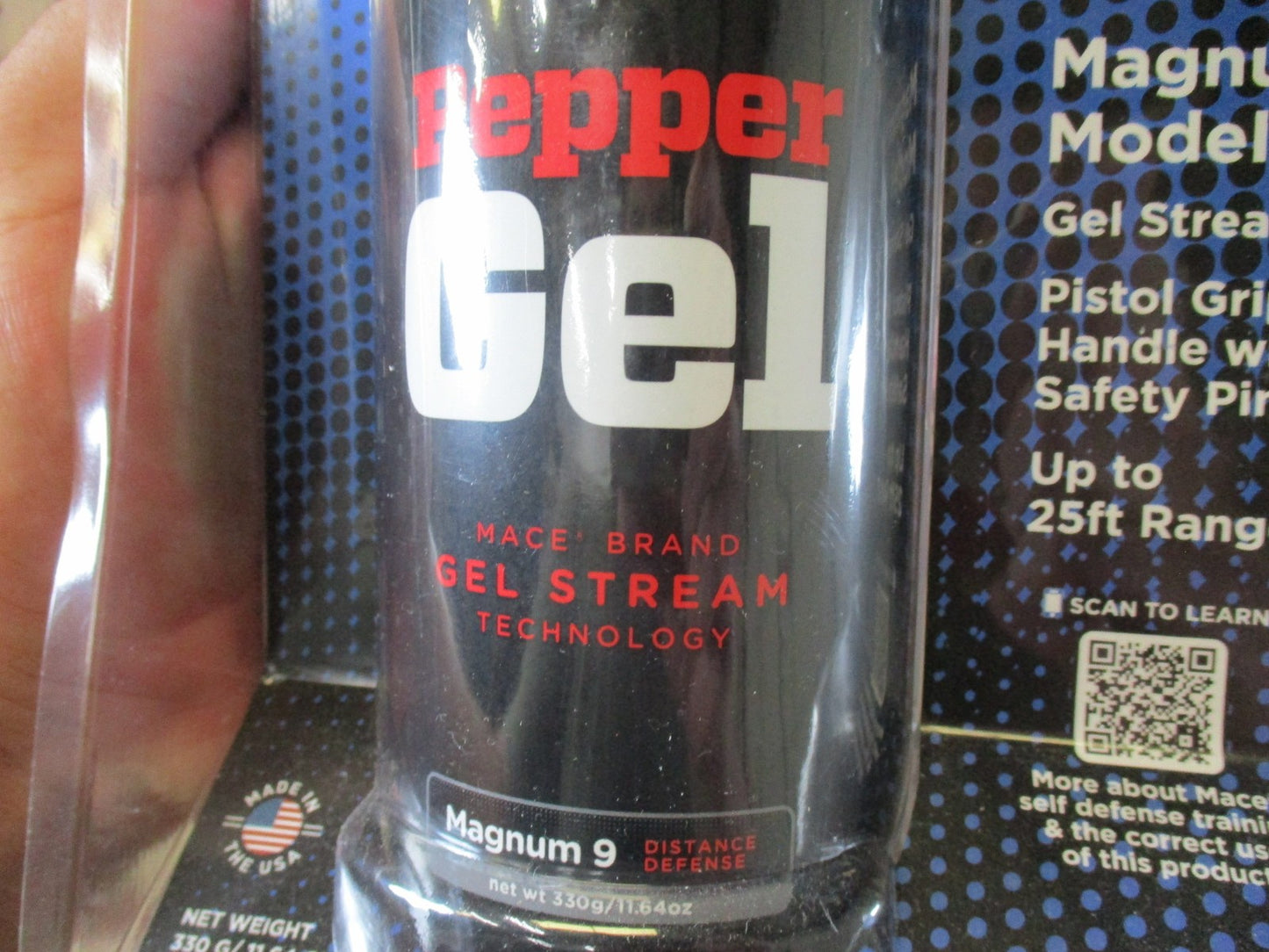 Mace Magnum 9 Pepper Gel Stream Pistol Grip Self Defense Spray 25ft Range New