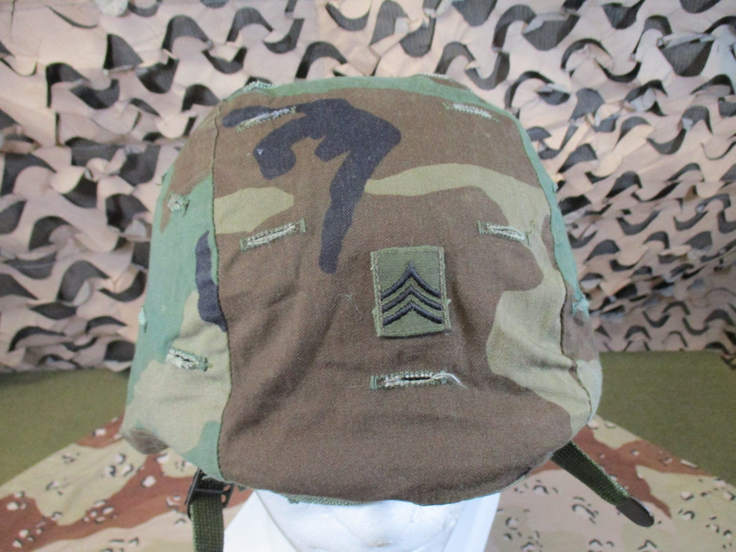 US Military PASGT Helmet Woodland Camo 4th Infantry Division Sergeant 1284