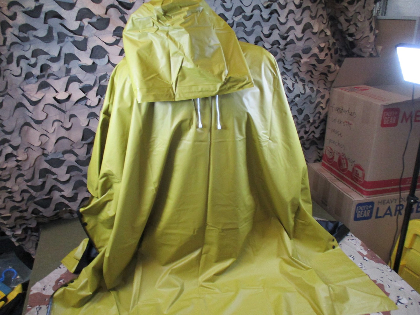 Rothco Reversible P.V.C. Poncho Black/Yellow Waterproof Hooded Rain Gear 52x80