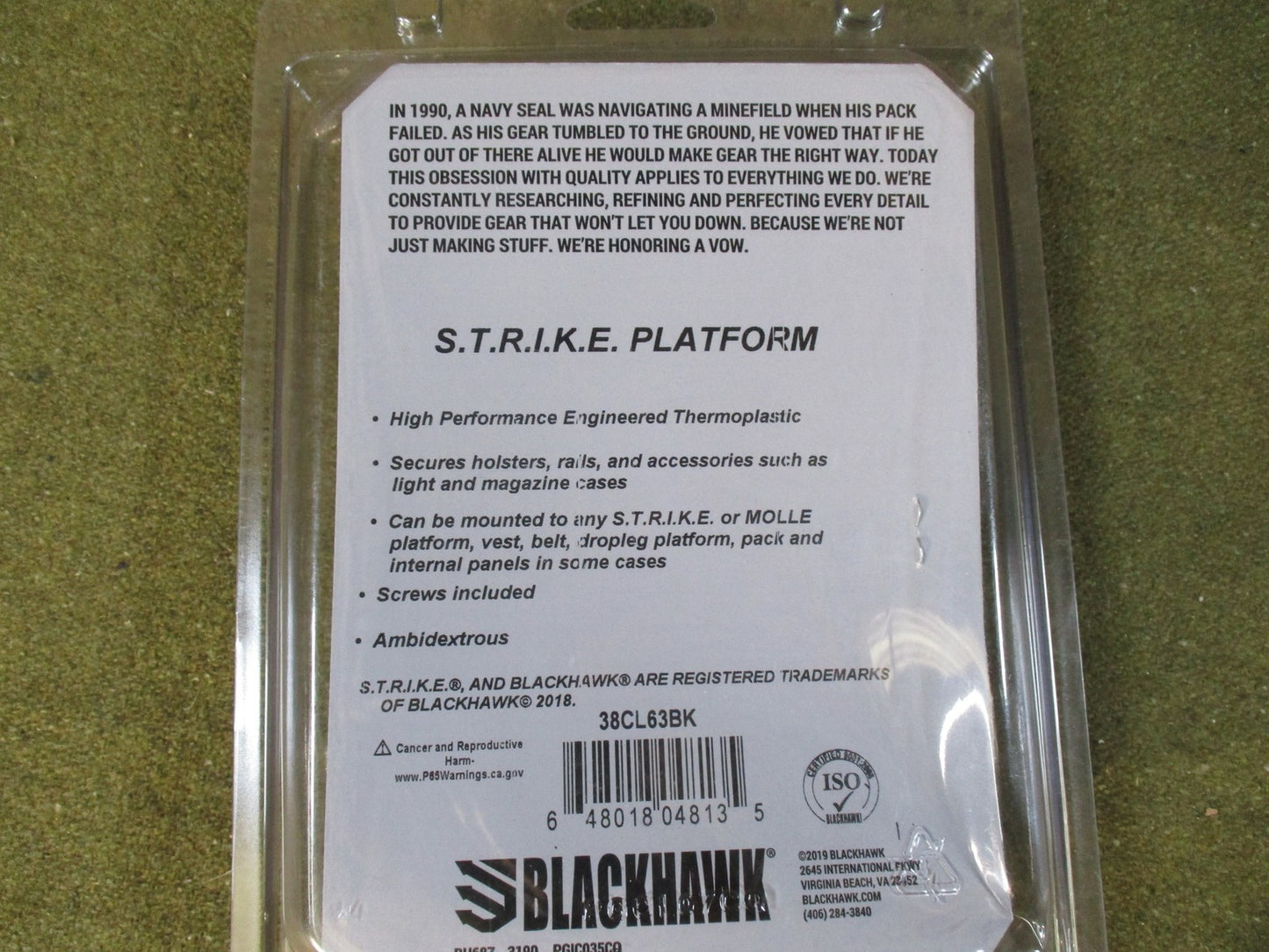Blackhawk S.T.R.I.K.E. Platform MOLLE Adapter Ambidextrous Black 38CL63BK New